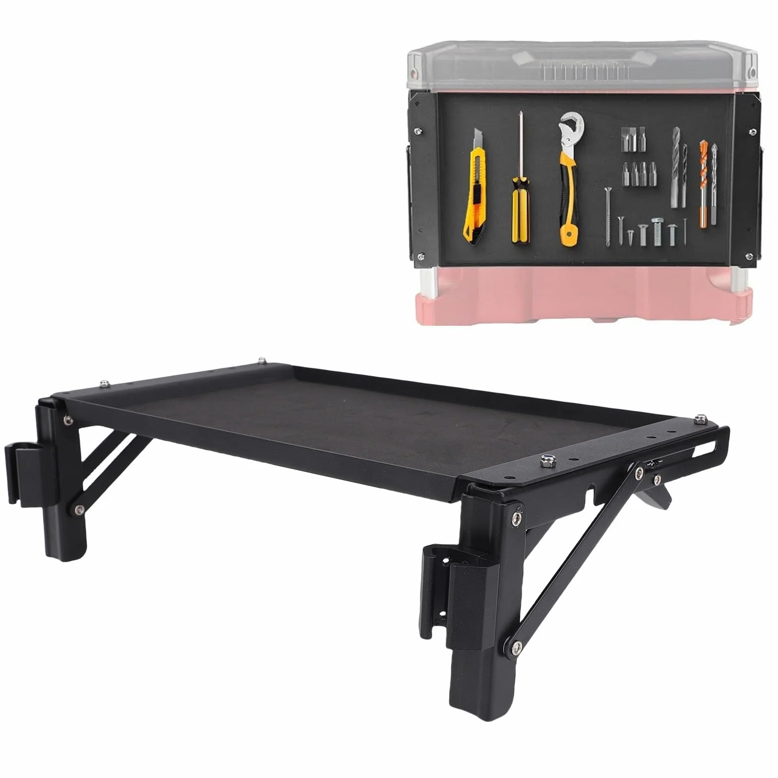 Asixxsix Klapptischtisch -Top -kompatibel mit Packout -Toolbox, Werkzeugabfassungshalterung, Arbeitstabelle Seitenspeicher für Ihr Packout -System, Safe Storage Workbench