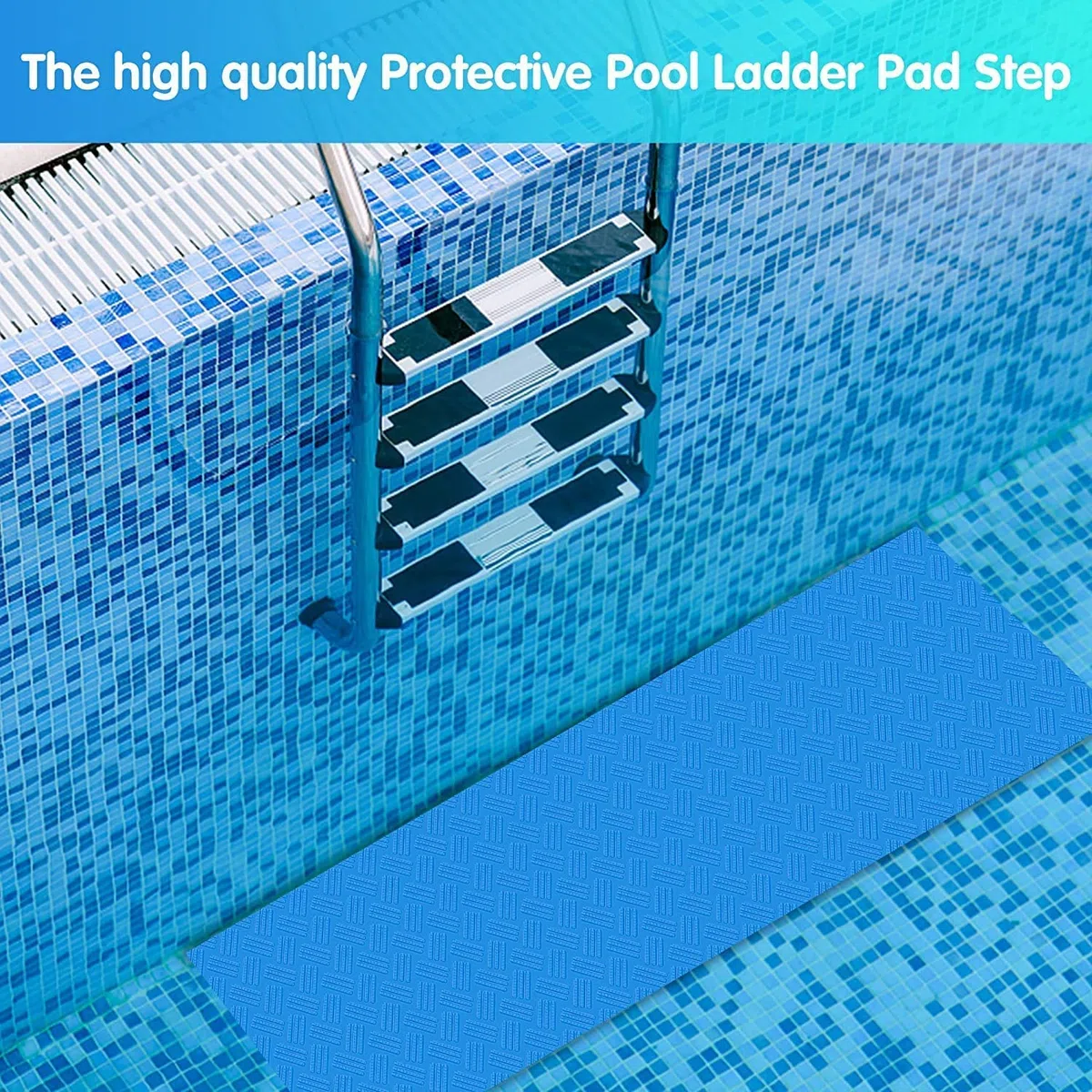 90x23CM Schwimmbadleitermatte,2 Stück Schutzmatte für Poolleiter | Pool schutzmatte,Anti Rutsch Leitermatte für Schwimmbäder, Poolunterlage Mit Rutschfester Textur Für Schritte,Treppen,Leitern