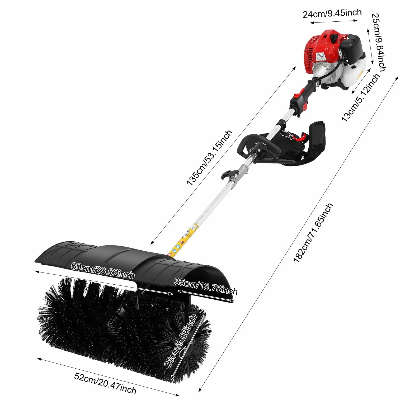 52CC Benzin Kehrmaschine, 2.3 PS 2-Takt Motorbesen Kehrbesen Benzin Benzin Motorbürste Motorbesen Handheld Schneeschieber Räumgerät Schnee mit Schutzbrille für Die Reinigung Von Rasen Laub