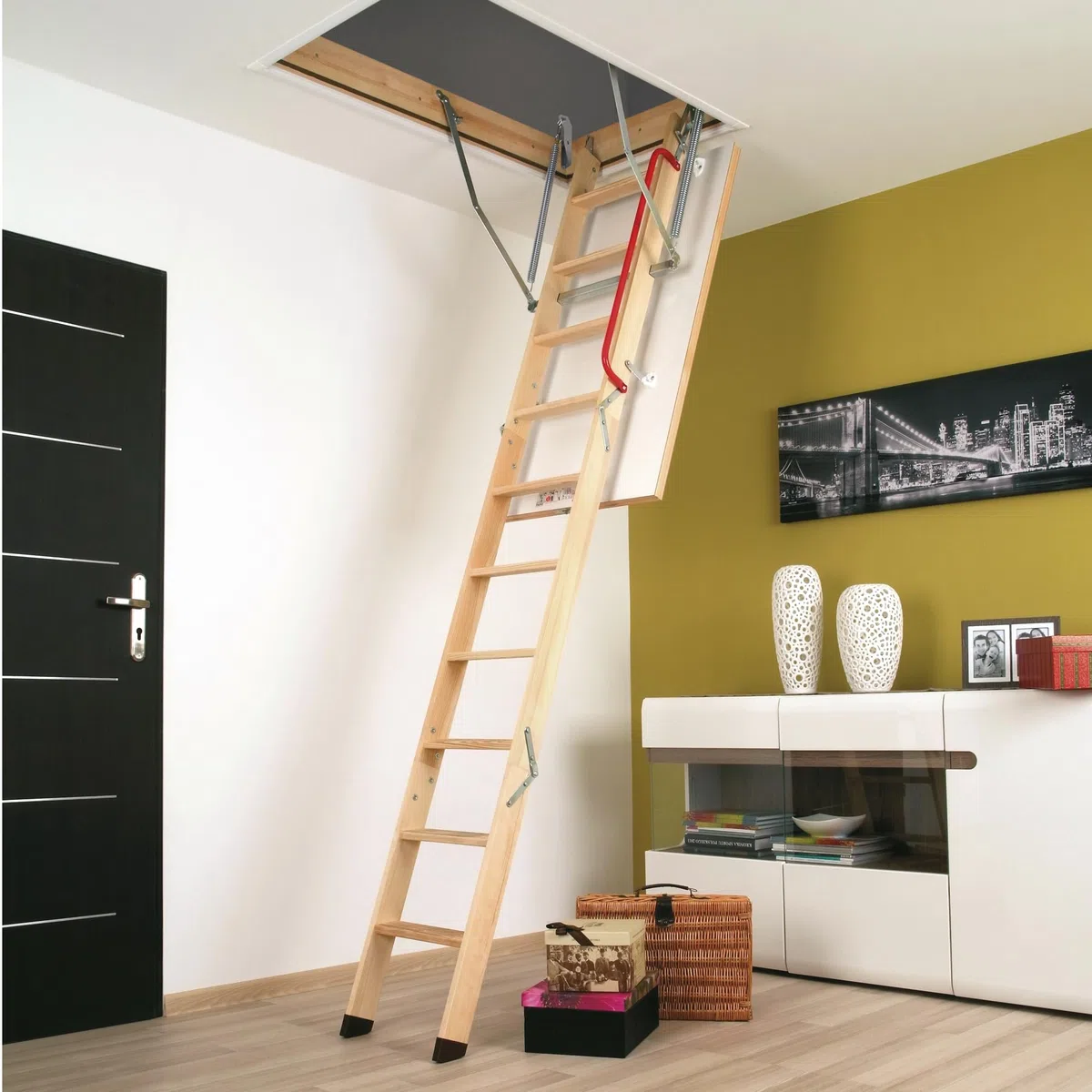 FAKRO - Einziehtreppe Bodentreppe LWK Komfort - 60x120/280 - Dachbodentreppe - 160kg Tragkraft - Klappsystems in DREI Segmenten, Einfache Montage, bis zu 160 kg