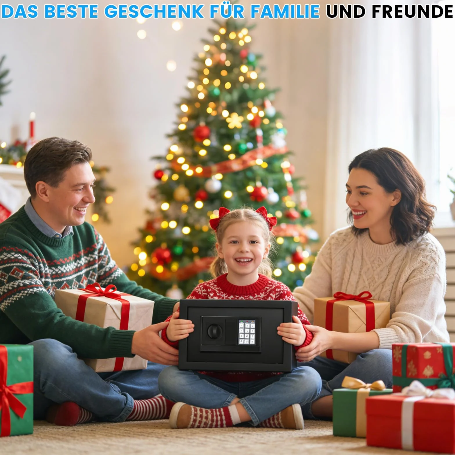 Klein Tresor für Zuhause, 15L Digitaler Möbeltresor Klein mit Feuerfester Wasserdicht Geldtasche, Heimtresor mit Zahlencode und Schlüssel, Wandtresor Sicherheitssafe für Geld Medikamente Schmuck