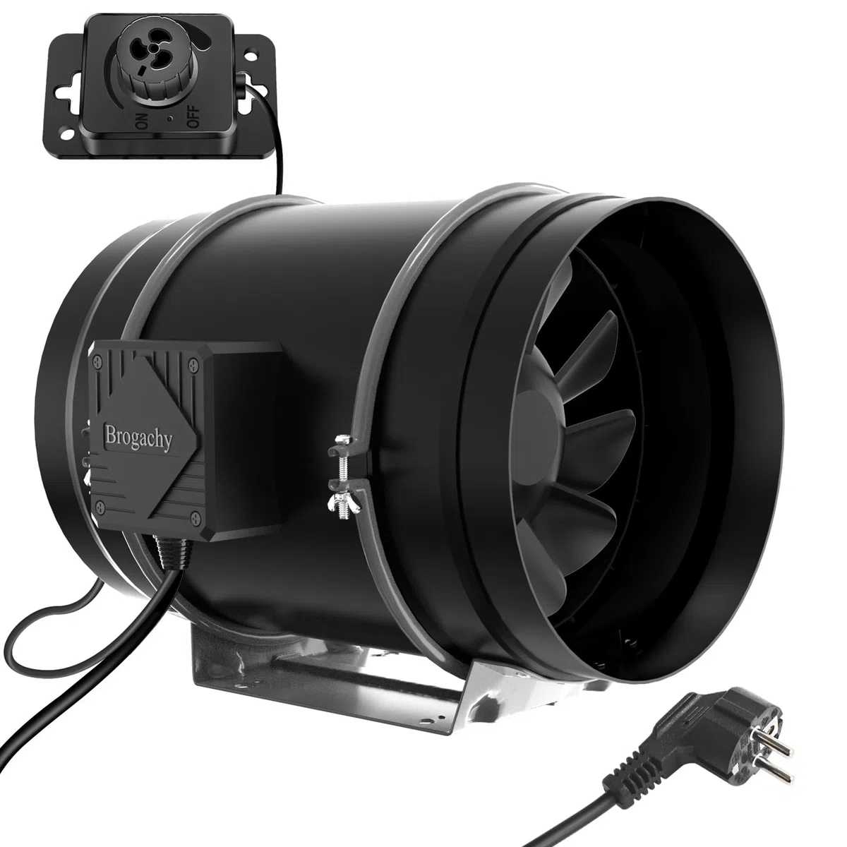 200mm Regelbar Rohrventilator, Abluftventilator 3000 RPM,mit Dreiphasiger EC Motor, für Heizung, Kühlung,Booster, Wachstumszelte, Hydrokulturen, Heimgebrauch, Belüftung.