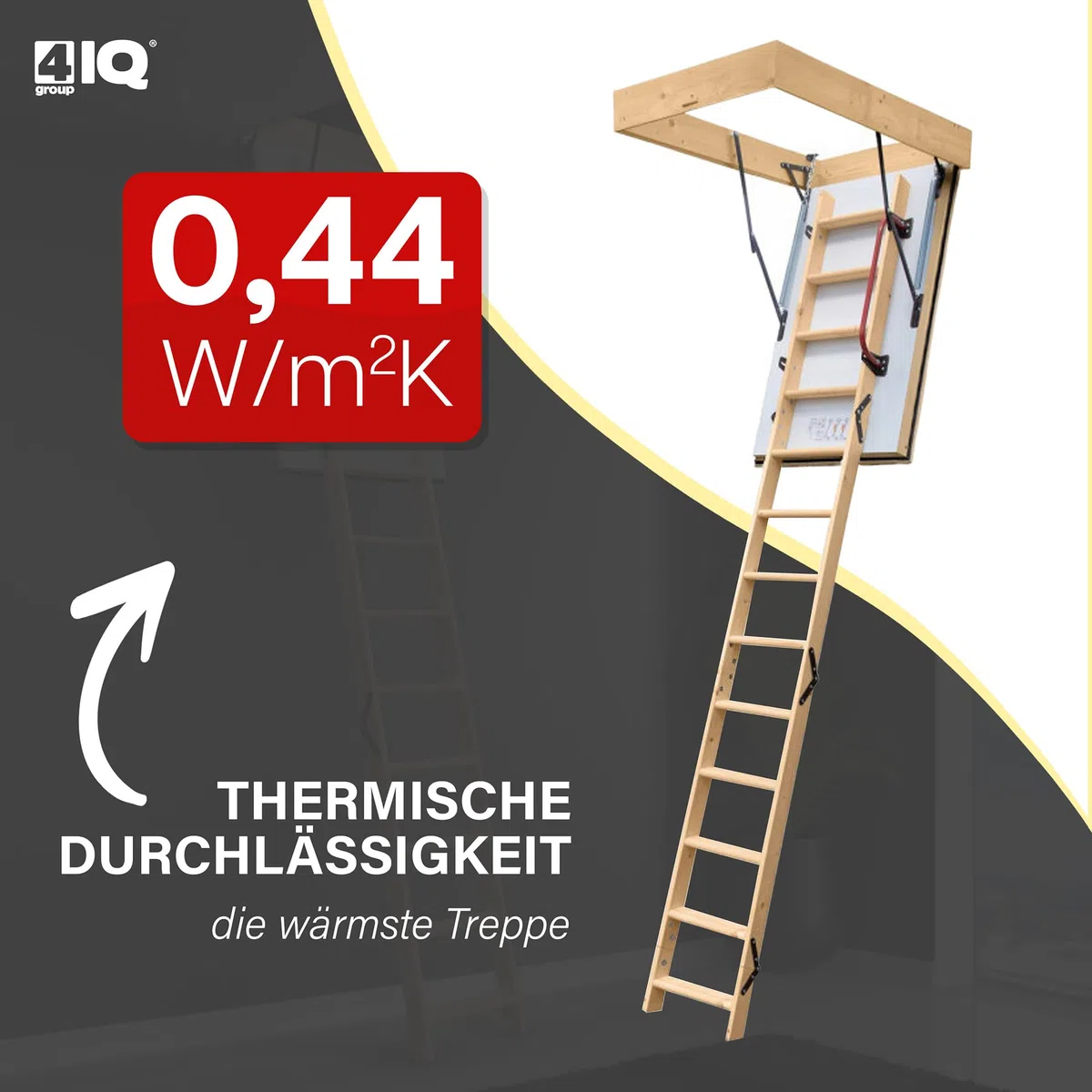 Dachbodentreppe Vormontiert 140 x 70 cm U-Wert 0,44 W/m²K - Bodentreppe Gedämmt - Raumhöhe bis 305 cm - Inkl. Abdeckleisten, Zusätzliche Isolationsdichtung - Bis zu 150kg