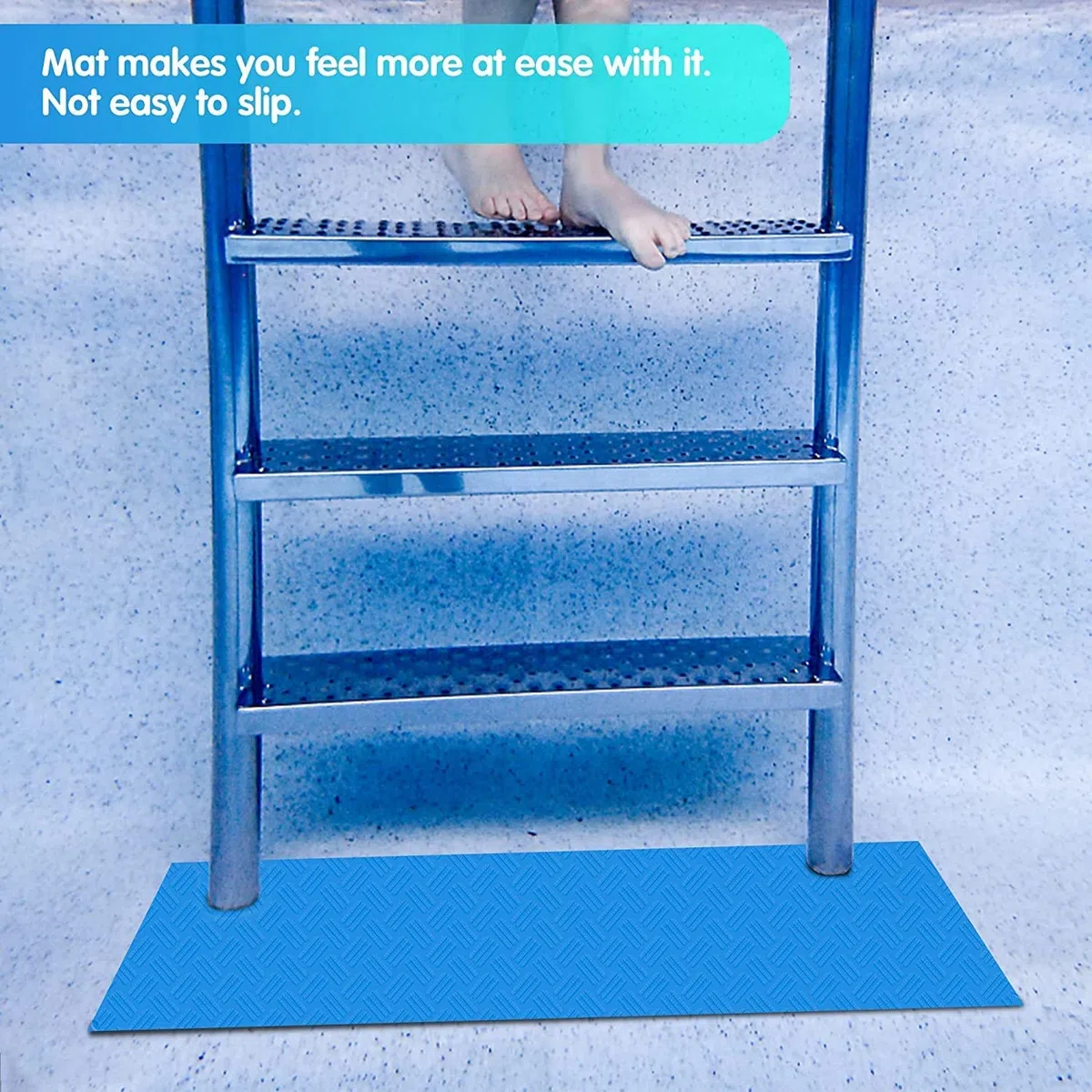 90x23CM Schwimmbadleitermatte,2 Stück Schutzmatte für Poolleiter | Pool schutzmatte,Anti Rutsch Leitermatte für Schwimmbäder, Poolunterlage Mit Rutschfester Textur Für Schritte,Treppen,Leitern