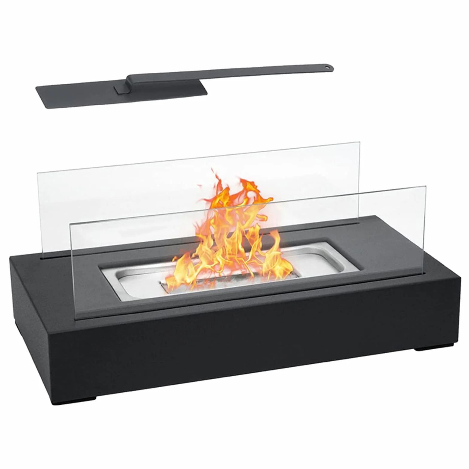 Rechteckiger Tischkamin, tragbarer Feuerschalentopf, Flammenmodellierungsheizer, Bioethanol-Feuerstelle, ideal für den Innen- und Außenbereich