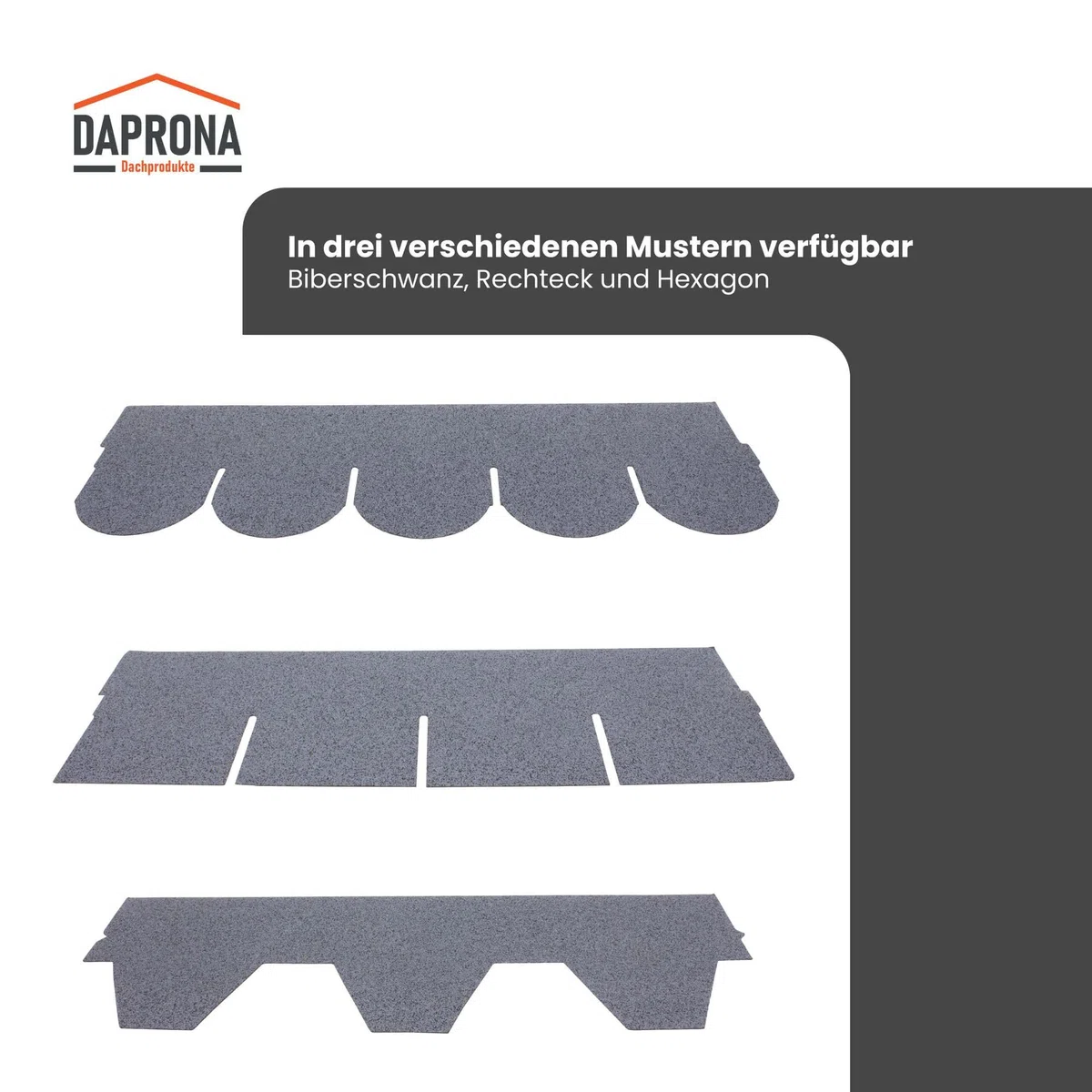 20x Bitumen Dachschindeln Biberschwanz Grau 1 m x 32 cm - 2,6 m² selbstklebend mit Glasvlieseinlage - wetterfest & UV-beständig für Gartenhaus, Carport, Garage, Pavillon
