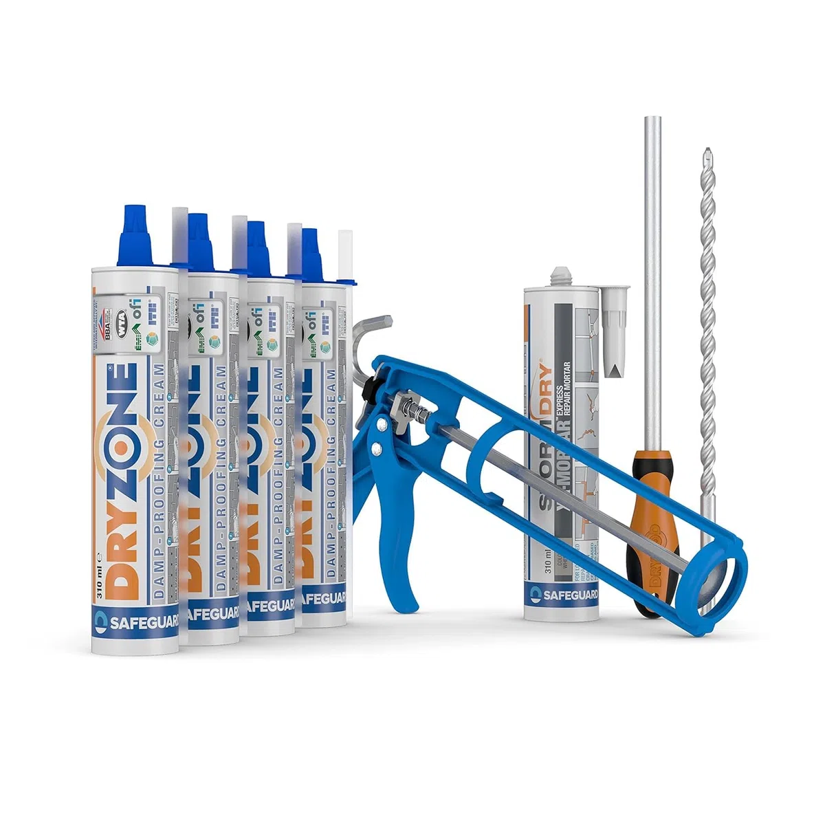 Dryzone Horizontalsperre Kit - Injektionscreme gegen feuchte Wände und aufsteigende Feuchtigkeit – Feuchtigkeitssperre fürs Mauerwerk (6 m)