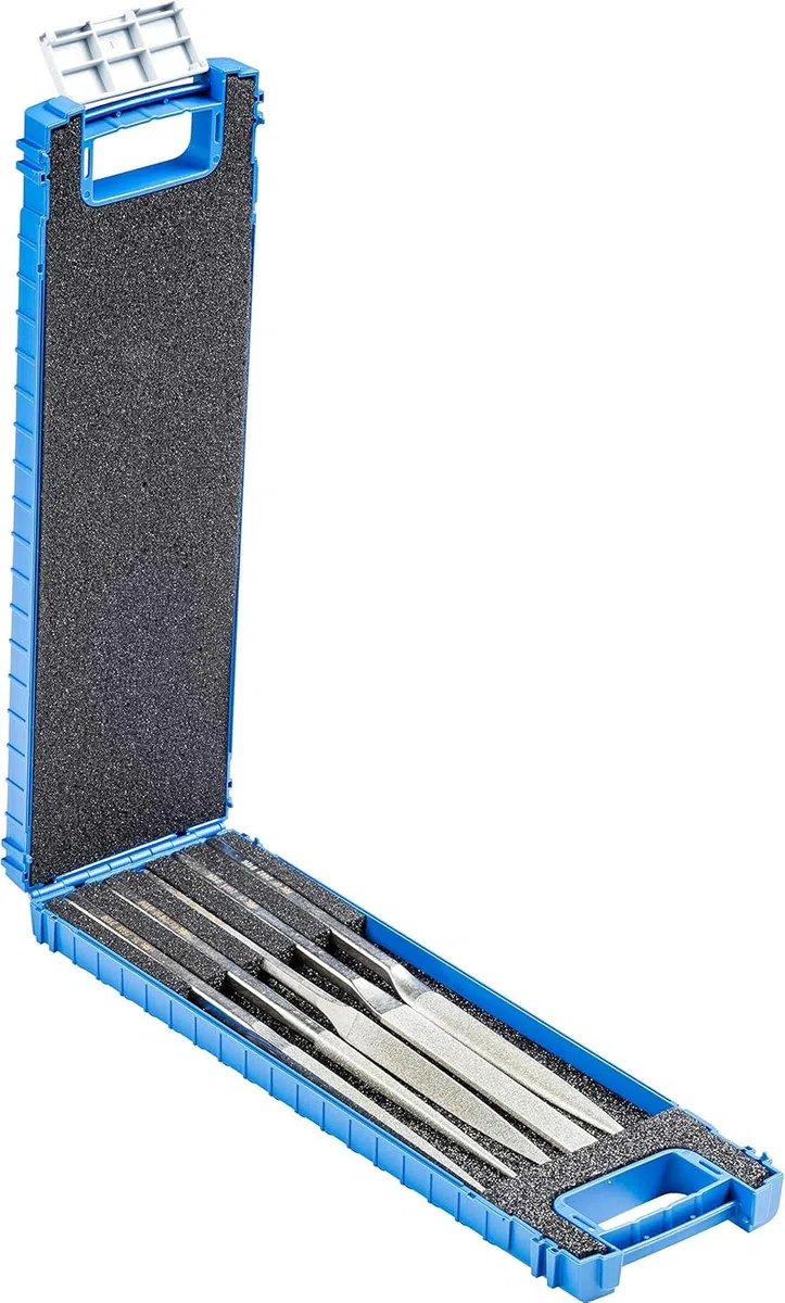 PFERD TOOLS Diamant-Handyfeilen-Set, 5-teilig, Korngröße D 126, 215mm, in bruchfester Kunststoffbox, 15826272 – Für den universellen Einsatz im Werkzeugbau