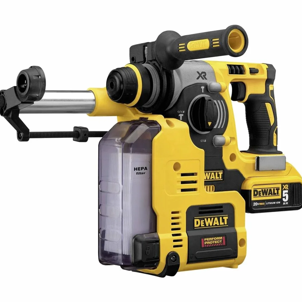 Dewalt Staubabsaugung für SDS-Plus Akku-Kombihämmer D25303DH (passend zu DCH273 und DCH274, werkzeuglos zu befestigen, HEPA-Filter, Antrieb durch eigenen Motor, Ideal für Überkopf-Arbeiten)