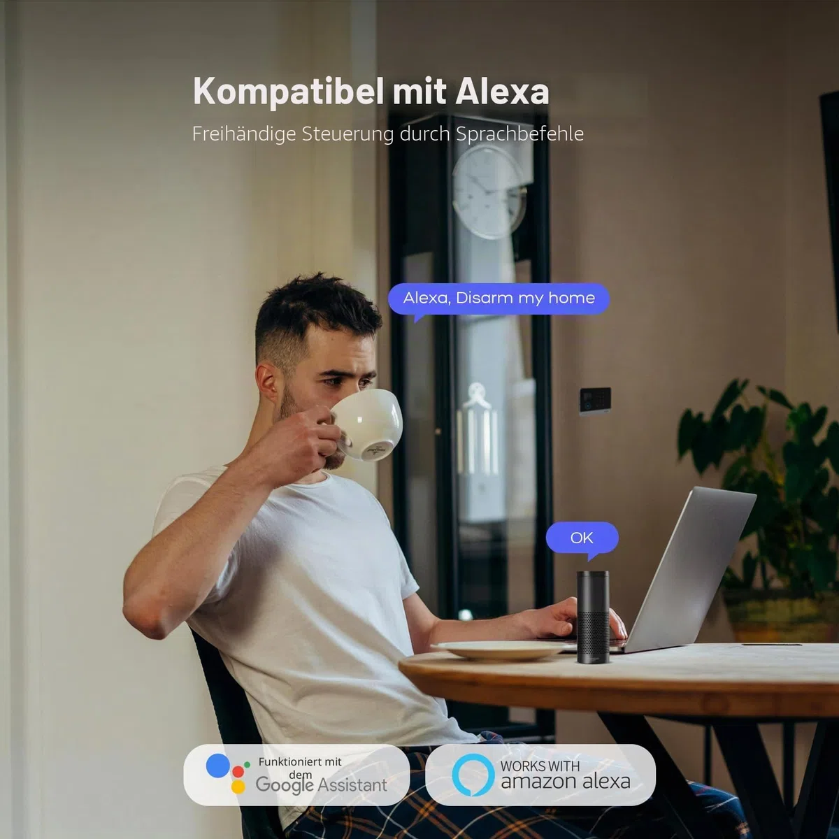 GSM + WLAN Alarmanlage für Haus & Wohnung, 24 Stück Smart Komplettsysteme mit App, 120dB Sirene, Tür- und Fenstersensoren, Bewegungsmeldern, Fernbedienungen, Funktioniert mit Alexa