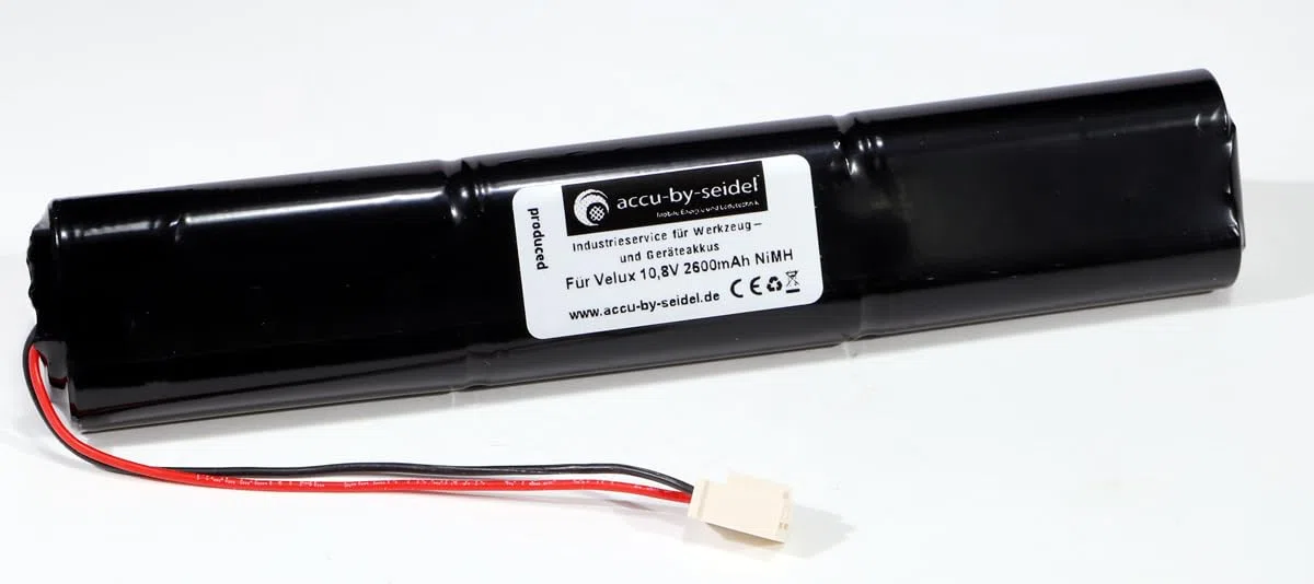 Ersatz – Akku 10,8V 2600mAh NI-MH Rollladen Solar & Dachfenster gebräuchlich für Velux 946933 mit Kabel und Stecker