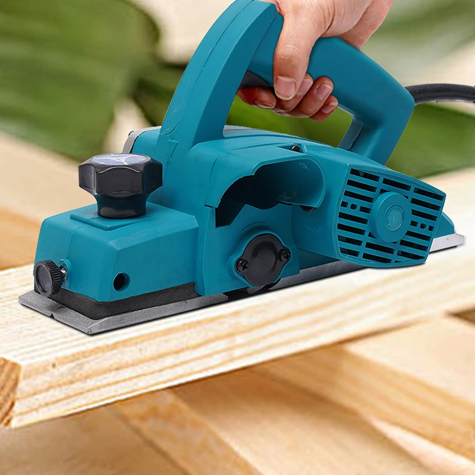 Elektrohobel 800W, 16000 U/min Elektro Hobelmaschine mit 2 Hobelmessern, Leiser Handhobel Elektrisch für Holz zum Schleifen & Schneiden, für Präzise Fasenarbeiten