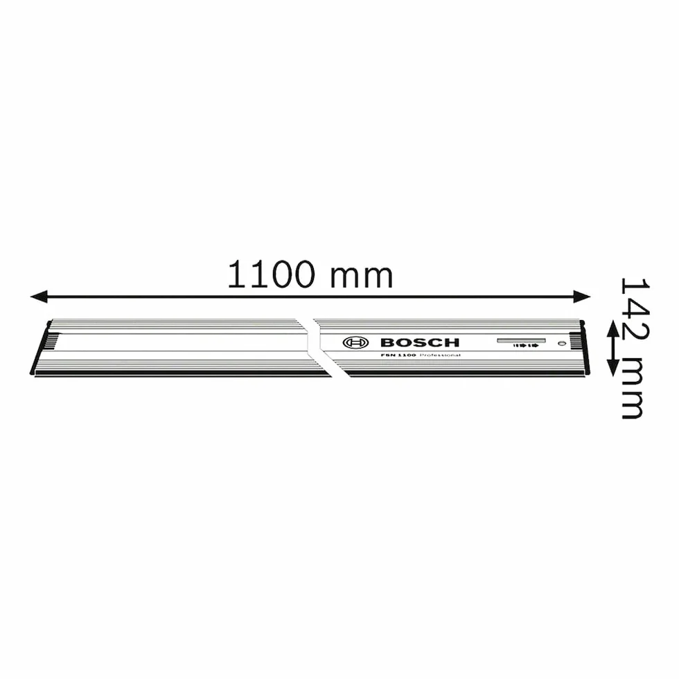 Bosch Professional Führungsschiene FSN 1100 (1,10 m Länge, kompatibel mit Bosch Professional GKS Kreissägen G-Modellen, GKT Tauchsägen, bestimmten GST Stichsägen + GOF Fräsen mit Adapter)