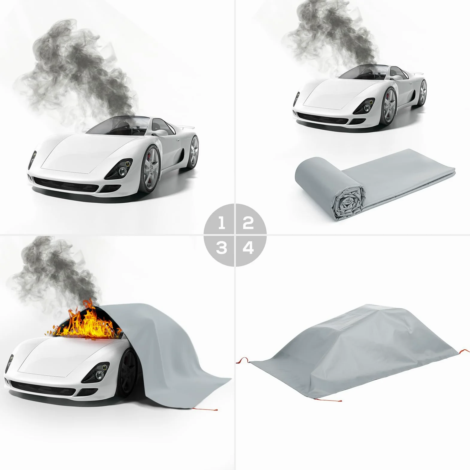 FLASLD Auto-Feuerlöschdecke, Car Fire Blanket 6 m x 9 m, Brandbegrenzungsdecke für E-Scooter | Feuerschutzdecke | Löschdecke | Zur Vorbeugung und für die schnell Reaktion im Brandfall