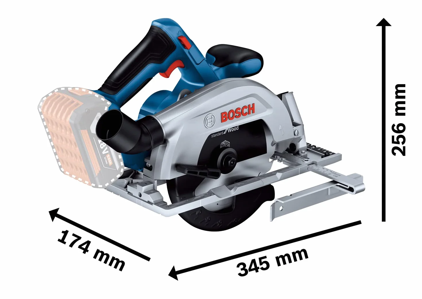 Bosch Professional 18V System Akku Kreissäge GKS 18V 57-2 (165mm Sägeblatt, 57 mm Schnitttiefe, ohne Akku/Ladegerät)