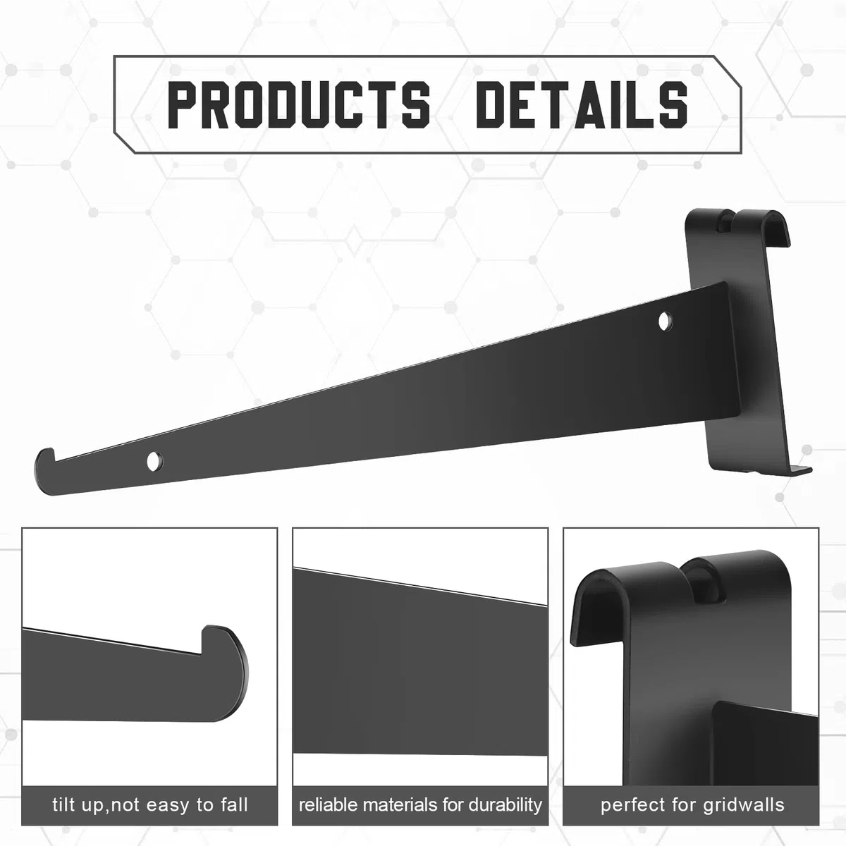 Blulu 20 Stück 30,5 cm Gitterwand-Messer-Regalhalterung mit Lippe, Metalldraht, Gitterwandhalterungen, Haken, Gitter, Wandpaneele, Aufhänger, robustes Regal, Gitter, Wandzubehör für Zuhause, Geschäft,