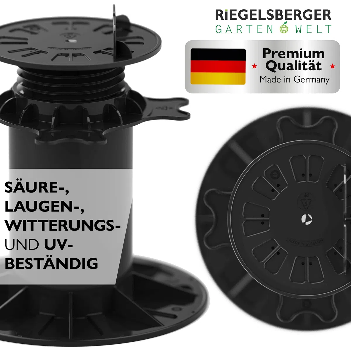 Gartenwelt Riegelsberger Justierbarer Premium Balkenlager Terrassenlager Stelzlager für Holz WPC Aluminium BPC Hartholz Unterkonstruktion höhenverstellbar 70-120 mm | 36 STK. (1 Karton)