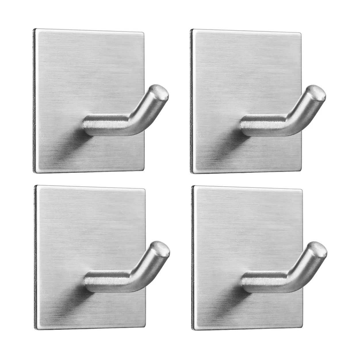 FOMANSH Selbstklebender Haken, Handtuchhaken ohne Bohren, starker rostfreier Edelstahl Wandhaken, Halter am Wand, Aufbewahrung für z.B. Schlüssel Handtuch Kleid, für Bad Toilette Küche Büro, 4 Packs