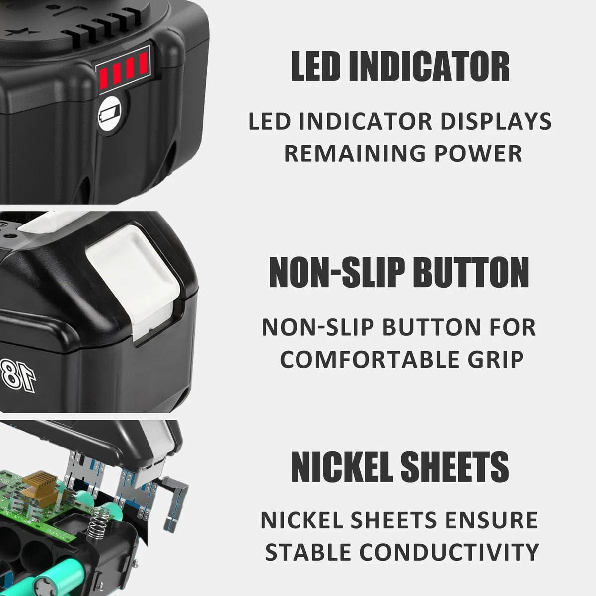 2X10000 mAh Kompatibel mit Makita Akku 18V BL1850 BL1860 BL1840 mit LED Indikator