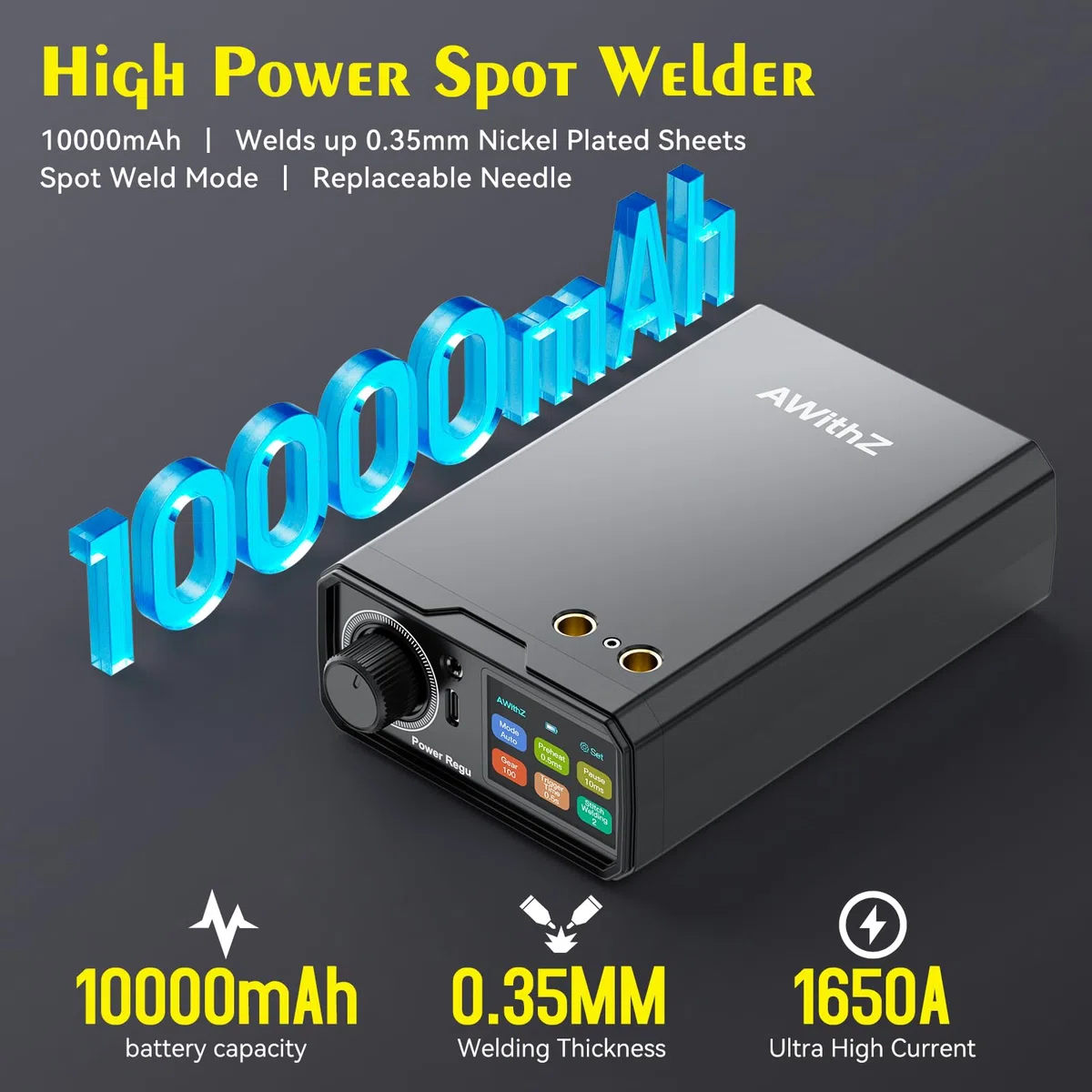 10000mAh Akku-Punktschweißgerät UK3: Drehknopfbedienung, 100 Gänge, Fußpedalbedienung, 0,1–0,3mm Punktschweißgerät zur Herstellung von DIY-Akkupacks