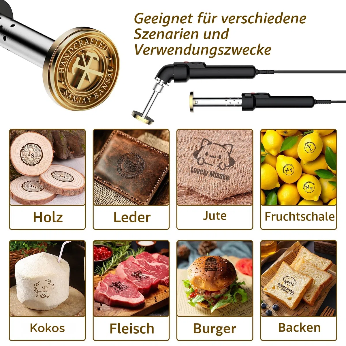 Brandeisen für Holz, einstellbare Temperatur, personalisierter Logo-Holzbrennstempel für Leder, Lebensmittel, DIY-Holzbearbeitungswerkzeuge, Geschenk für DIY-Holzarbeiter