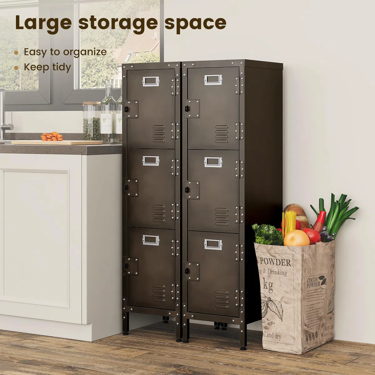 Sightlife Metall Schließfach mit 3 abschließbaren Türs,industrielle Stahlschrank für Schule Haus Büro Garage H120*W31*D35 cm