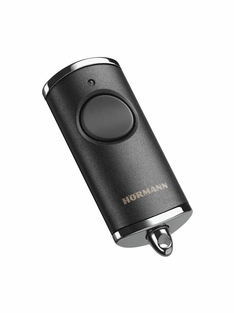 Hörmann Handsender HSE1 868-BS (Struktur Chrom schwarz, mit ‚Tastenfunktion, mit Öse für Schlüsselanhänger, BiSecur Funktechnologie) 4511728