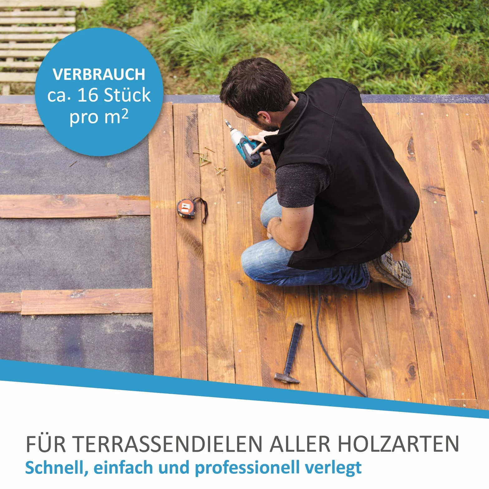 My Plast I 300 Stück - 7 mm Fugenbreite - offen geriffelt I Terrassen-Abstandhalter – hochwertiger Distanzhalter für Terrassendielen
