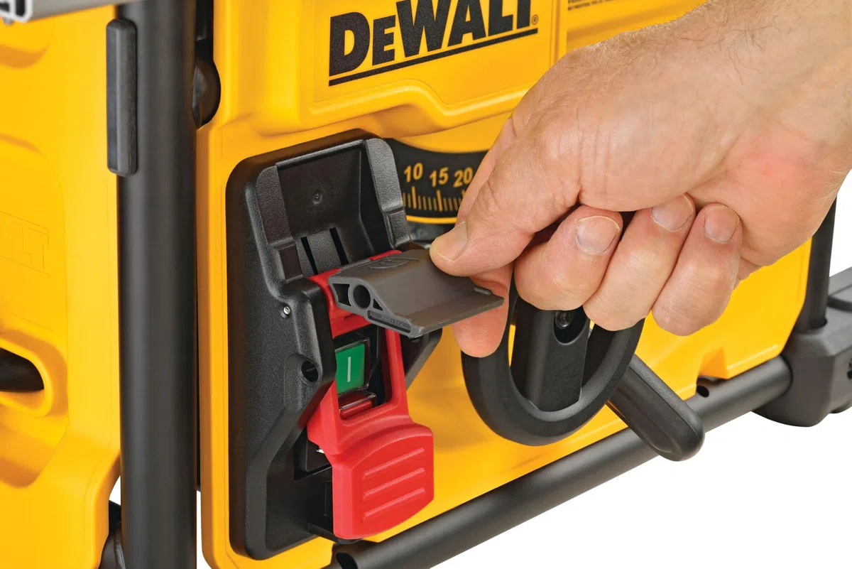 Dewalt Tischkreissäge DWE7485 (1.850 Watt, 210 mm, 65 mm max. Schnittbereich, sehr kompakt, beidseitiger Parallelanschlag, AirLock-kompatible, inkl. Sägeblatt, Schiebestock, Montagewerkzeug)