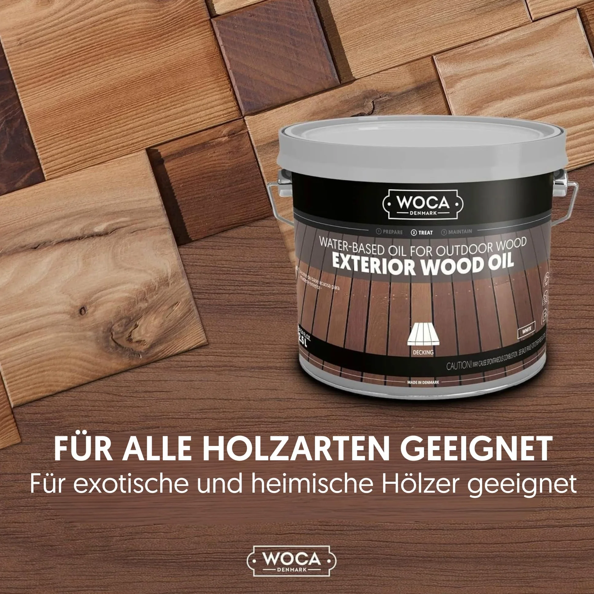 WOCA Denmark Exterior Wood Oil Bangkirai 2 x 3 L - Terrassenöl für Terrassen, Zäune und Möbel im Außenbereich