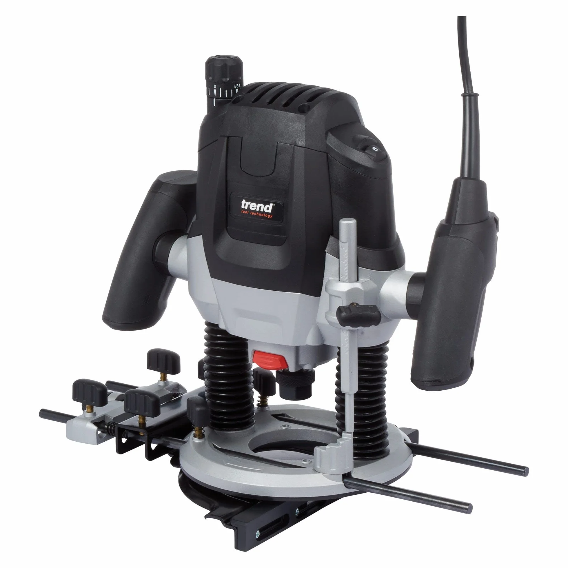 Trend T7 Oberfräse 2100 W, 12 mm Spannzange, variable Drehzahl, 50 mm Frästiefe, Sanftanlauf, 230 V, für Arbeitsplatten, Nuten und Profilfräsungen, im Koffer, T7EK/EURO
