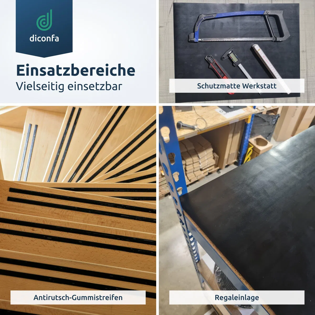 diconfa Gummimatte BREITE 800mm (80cm) - WÄHLBAR - Dicke: 1 bis 10mm - LÄNGE: 0,05 bis 10m - Auswahl: 2000mm (200cm) lang, 8mm stark - Gummistreifen Meterware schmal Gummiunterlage Gummiplatte