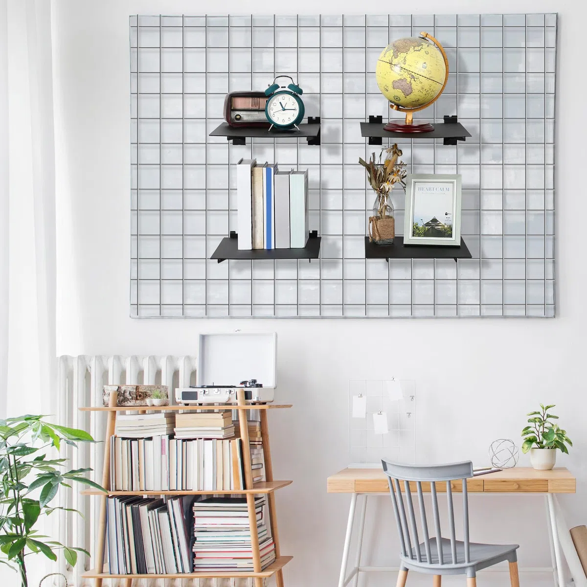 Blulu 20 Stück 30,5 cm Gitterwand-Messer-Regalhalterung mit Lippe, Metalldraht, Gitterwandhalterungen, Haken, Gitter, Wandpaneele, Aufhänger, robustes Regal, Gitter, Wandzubehör für Zuhause, Geschäft,