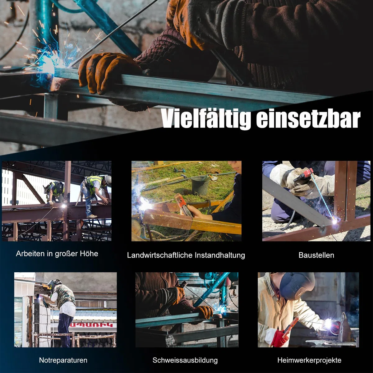 Elektroden-Schweißgerät MMA130 Digital - Mini-Inverter-Schweissgerät, kompakt, leicht, mit Anti-Stick-Funktion, 3+2m Kabel, 21,5 x 14 x 8,5 cm, für Heimwerker und DIY