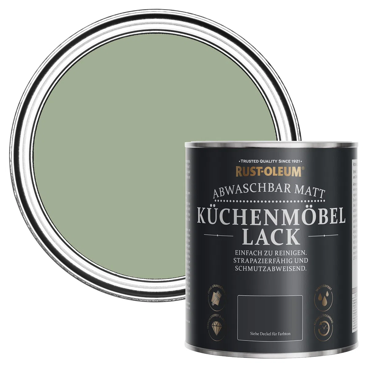 Rust-Oleum abwaschbare Küchenschrankfarbe in grün mit Matt Finish - Khaki Grün 750ML
