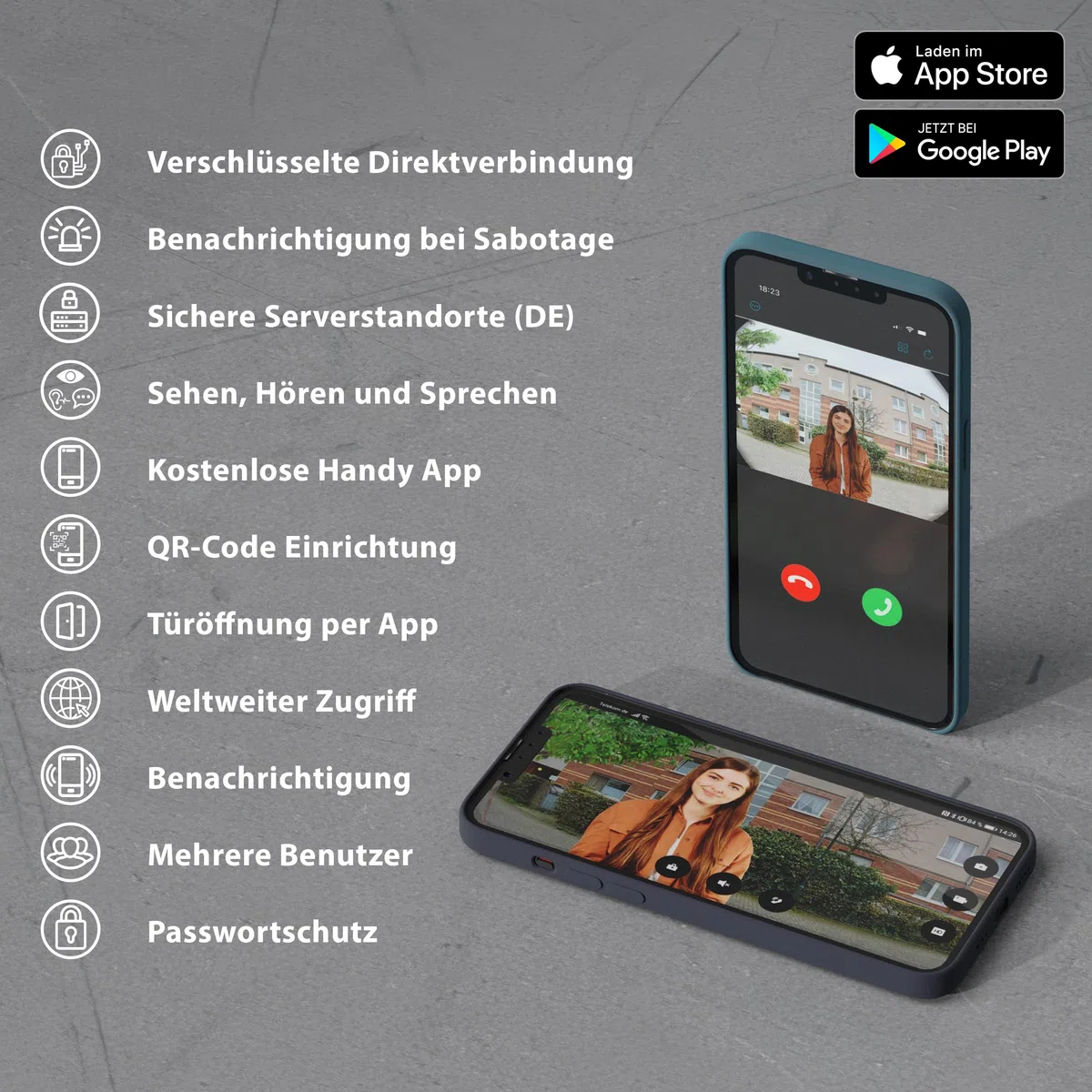GOLIATH Basic 2-Draht Bus Video-Türsprechanlage, Full-HD, App-Steuerung, 2X 7 Zoll Monitore in Weiß, RFID & Keypad, 1-Familienhaus, Aufputz, AV-BLS-K-02W