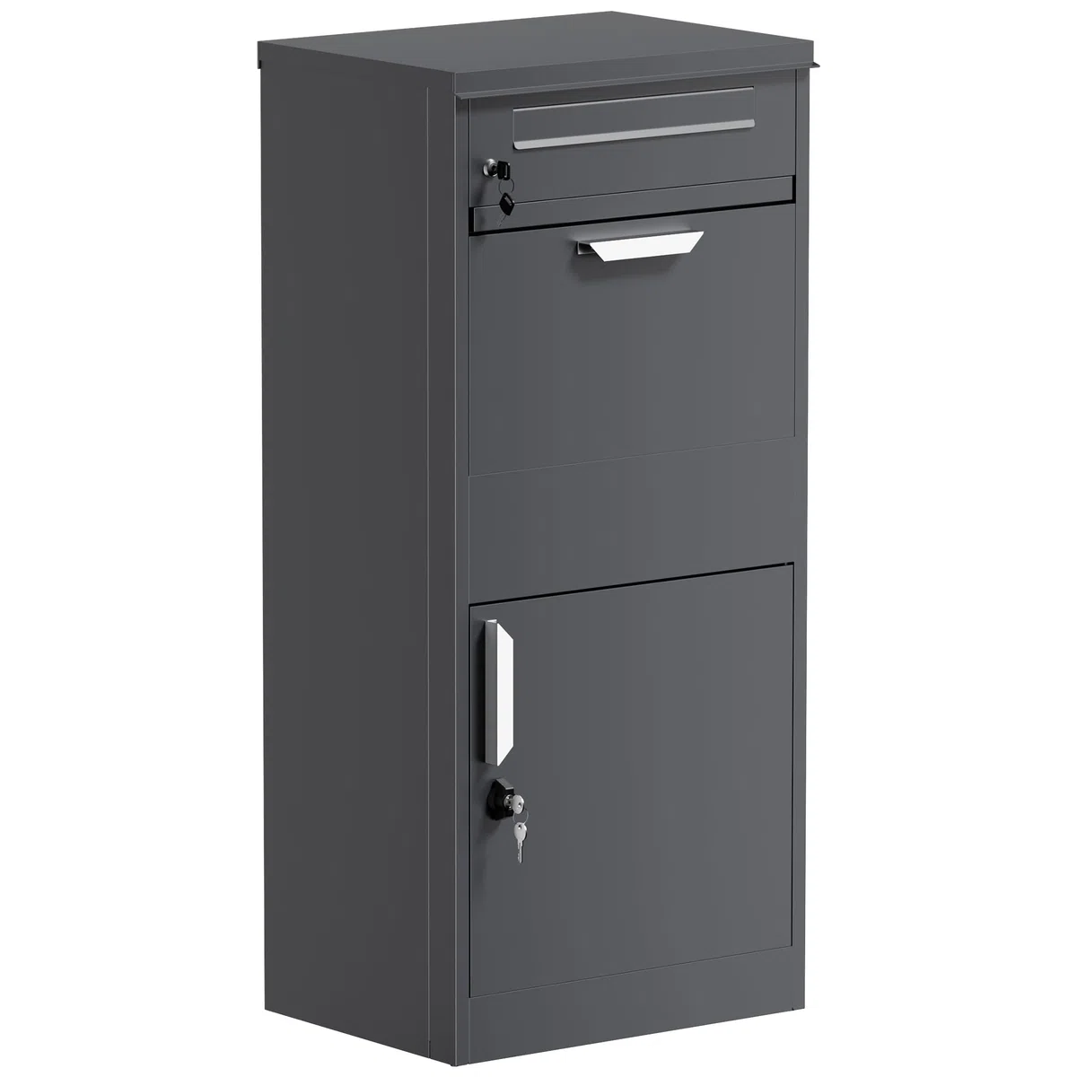 Paketkasten Anthrazit 500 x 370 x 1120 mm, Paketbox Zuhause, Private Paketannahme passend für Pakete und Päckchen, Standbriefkasten Stahl