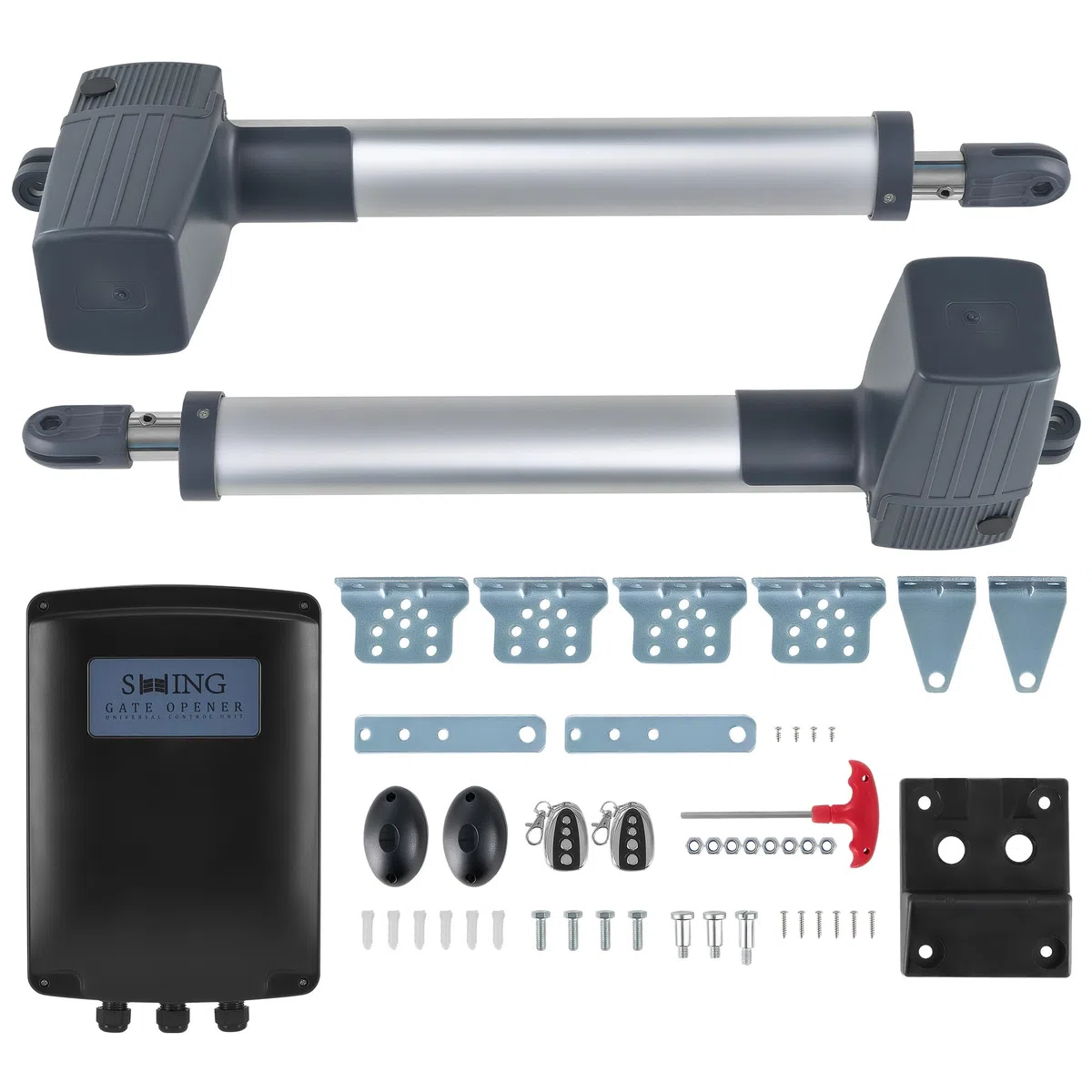 CO-Z Automatischer Flügeltorantrieb Torantrieb Drehtorantrieb Toröffner Doppelflügeltorantrieb Set max. 2,5m oder 300kg pro Flügel mit 2 Fernbedienungen Arm Swing Gate Opener (80Wx2)