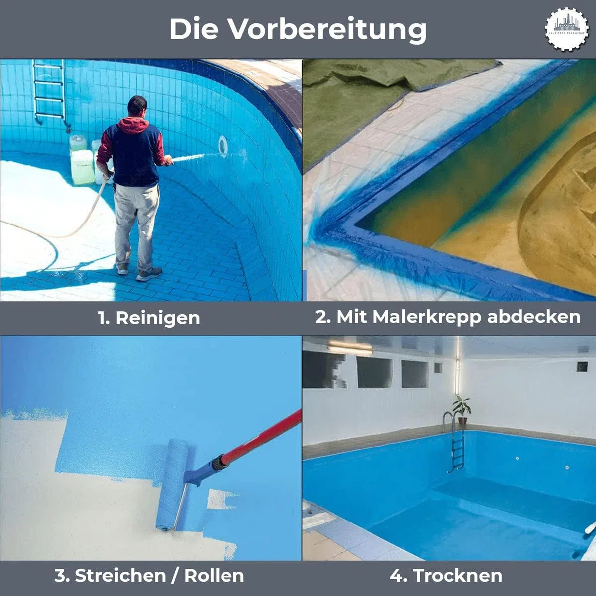Lausitzer Farbwerke Schwimmbeckenfarbe traditionelle Poolfarbe Schwimmbadbeschichtung Betonfarbe wasserdicht in Blau Weiß Grau Grün Seegrün Lichtgrau Anthrazitgrau (10 L, Grün)