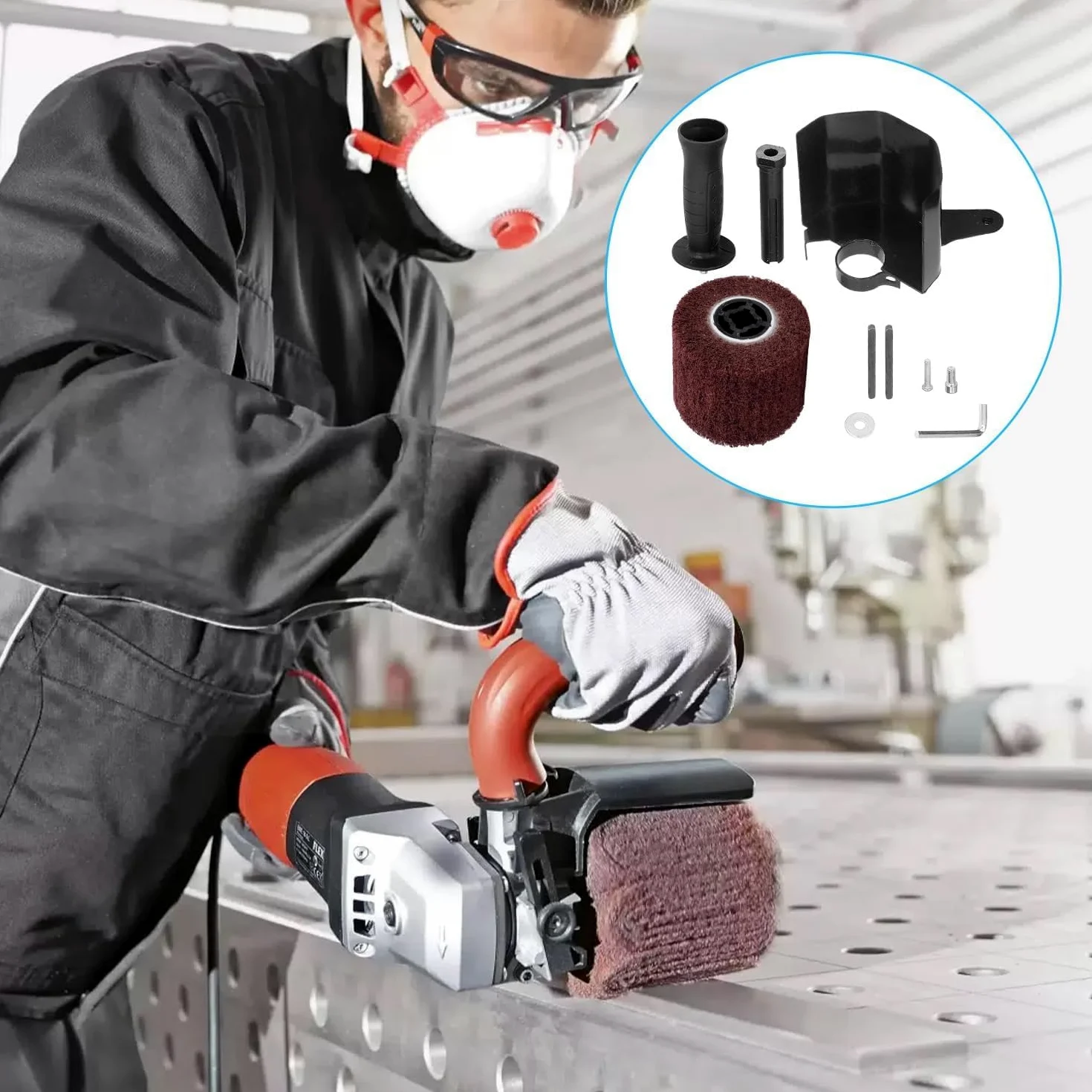 Poliermaschinen-Aufsatz, Zeichenmaschine Winkelschleifer Poliermaschine Zubehör Satiniermaschine, M10 Zeichenmaschine Winkelschleifer für Holz, Metall und Edelstahl