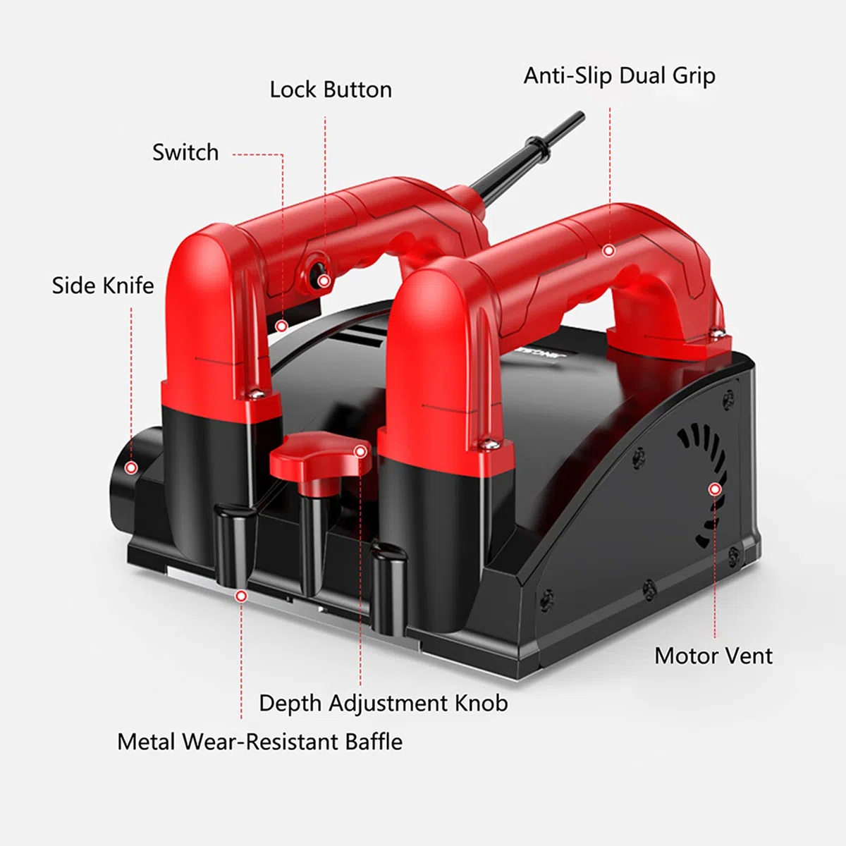 Handgeführte elektrische Wandhobelmaschine 1680W 3000 RPM Power Wall Scraper Wall Shovel Machine Betonwandhobelmaschine für Wand Renovierung, Zement Stripping mit Tragetasche