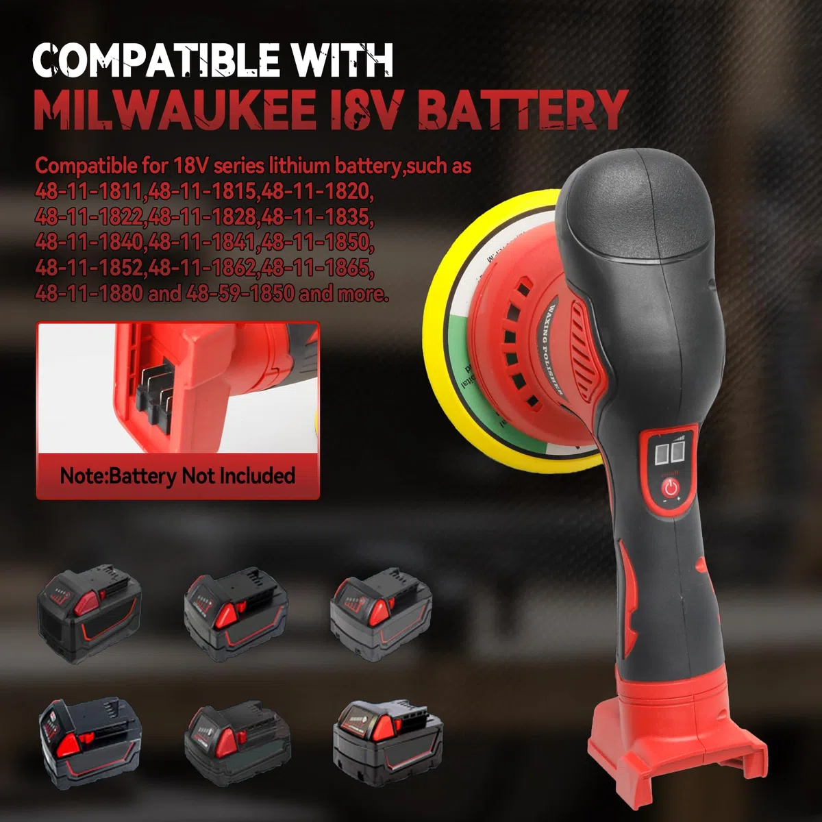 Kabelloser Auto Poliermaschine für Milwaukee, bürstenloses 6-Zoll-Auto Politur-Set, 8 variable Geschwindigkeiten, 5500 U/min Exzenterpolierer für Auto-Detailing, Wachsen Kratzerentfernung (ohne Akku)