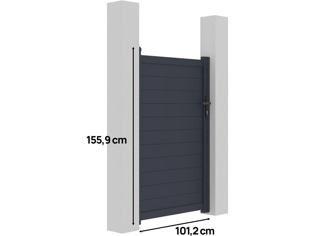 Habitat et Jardin Gartentor aus Aluminium Marc - 101,2 x 155,9 cm - Grau