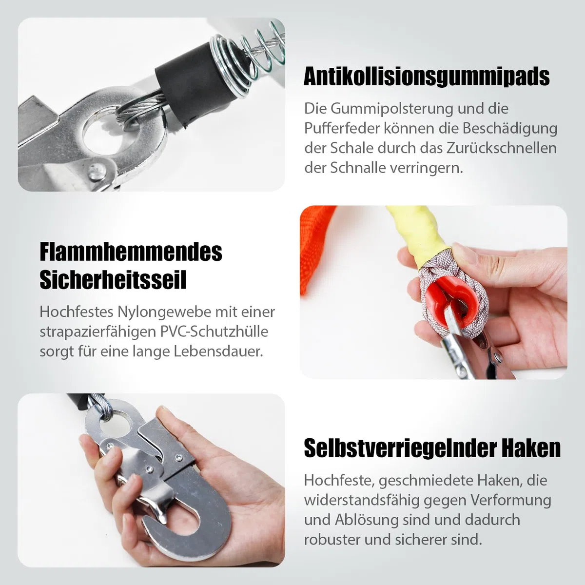 Absturzsicherung Dachdecker, Höhensicherungsgerät Absturzsicherung 3m/5m/7m/10m/15m/20m, Auffanggurt Absturzsicherung Einziehbar mit Selbstsicherndem Haken(Gelb,10m)