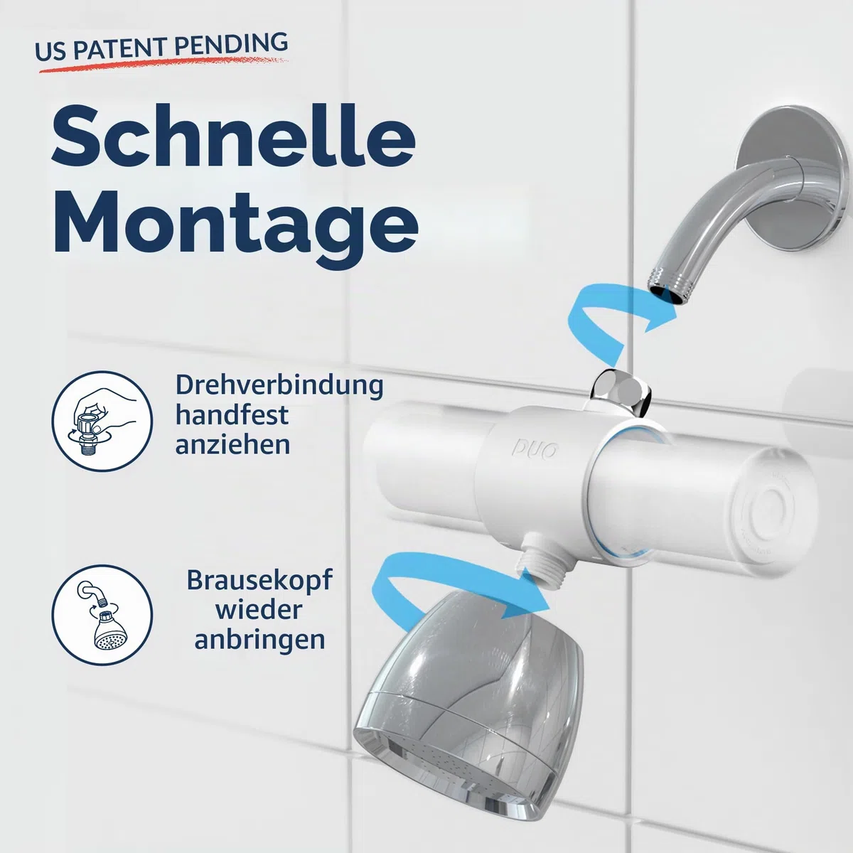 Weddell Duo-Duschfilter – NSF-zertifizierter Duschfilter – Hochdruck-Aktivkohlefilter – entfernt Chlor, Mikroplastik, PFAS und Schwermetalle – für gesündere Haut & Haare (Einzelpackung, schwarz)