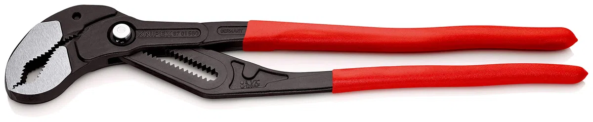 KNIPEX Cobra XXL Wasserpumpenzange, 560 mm, Muttern bis 120mm, Rohre bis 115mm, Feinverstellung per Knopfdruck, Rohrzange, 87 01 560