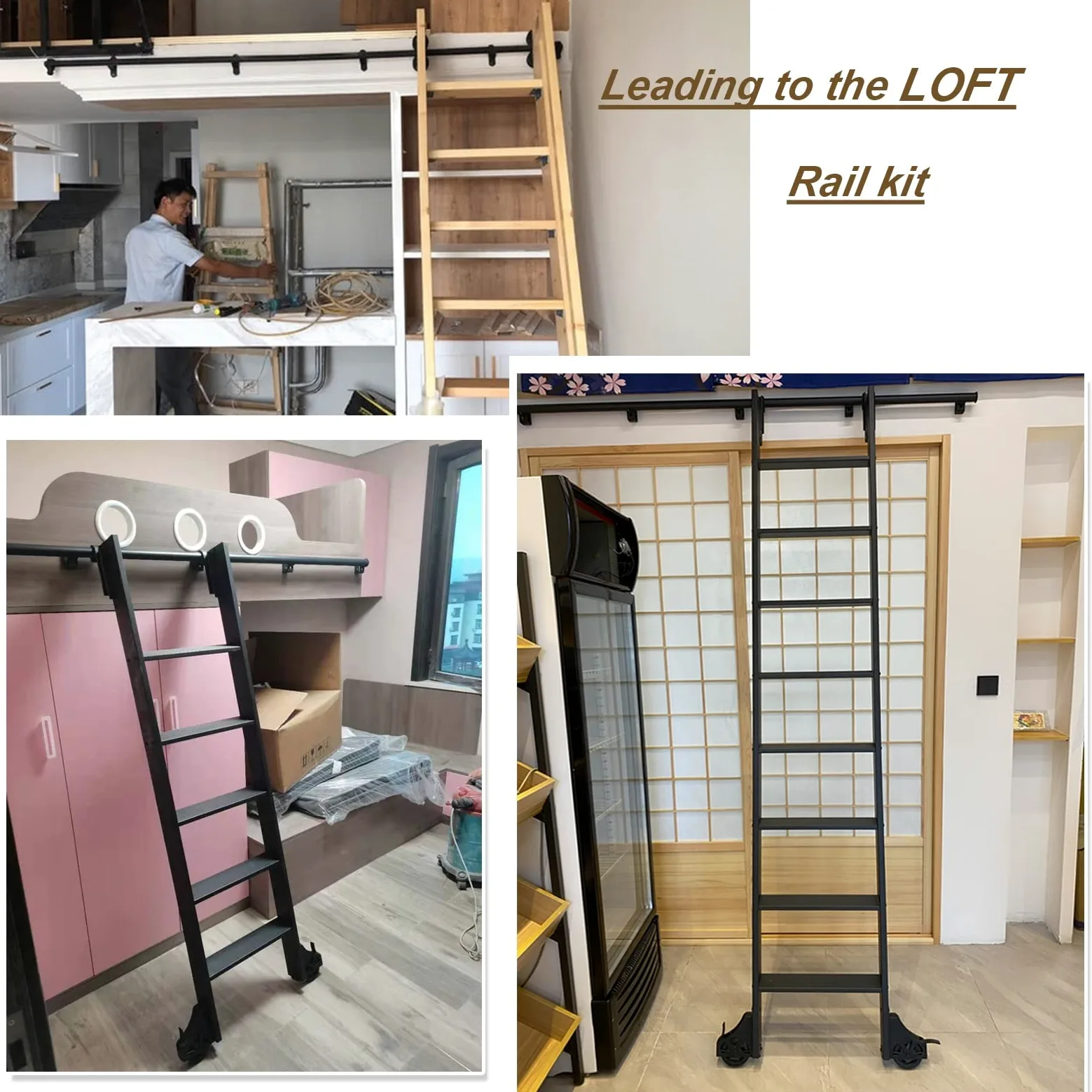 Bibliotheksleiter Rolling Kit Gleitschiene Hardware-Kit Leiterschienensystem Schiebetürschienen-Kit aus Holz Schrank-Kit Rundrohr-Kohlenstoffstahl-Rutsche (Keine Leiter) (Size : 13ft/400cm T