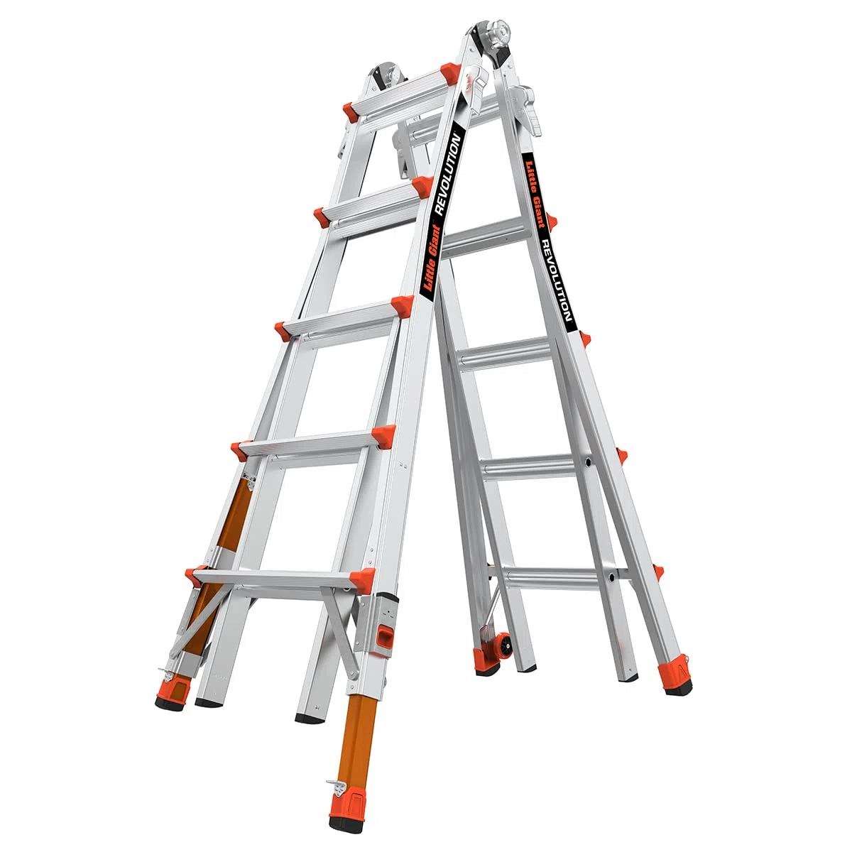 Revolution 2.0, Modell 22 - ANSI Typ IA - 300LB Nominal, Aluminium Klappleiter mit Tip & Glide Räder und Ratsche Levelers