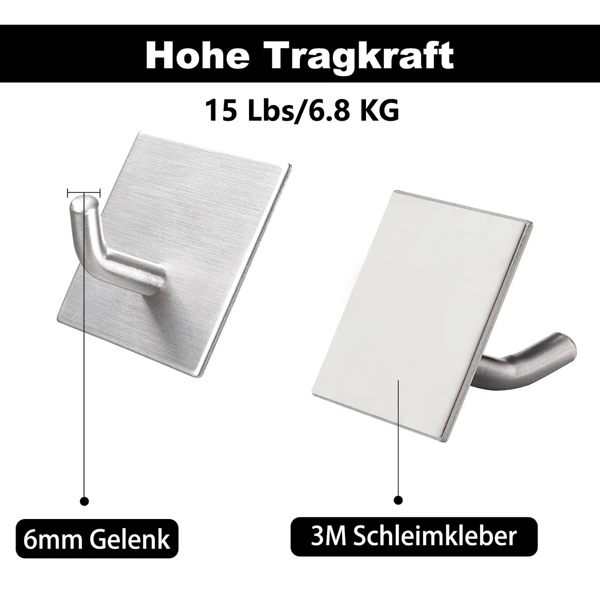 FOMANSH Selbstklebender Haken, Handtuchhaken ohne Bohren, starker rostfreier Edelstahl Wandhaken, Halter am Wand, Aufbewahrung für z.B. Schlüssel Handtuch Kleid, für Bad Toilette Küche Büro, 4 Packs