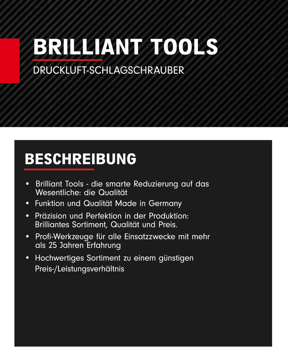 BRILLIANT TOOLS BT160200 3/4 Zoll Druckluft-Schlagschrauber, 1800NM [Powered by KS Tools]